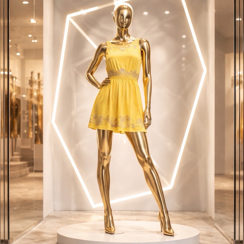 Sunlit Yellow Silver Beaded Mini Dress by Ginger Blu (one of a kind)